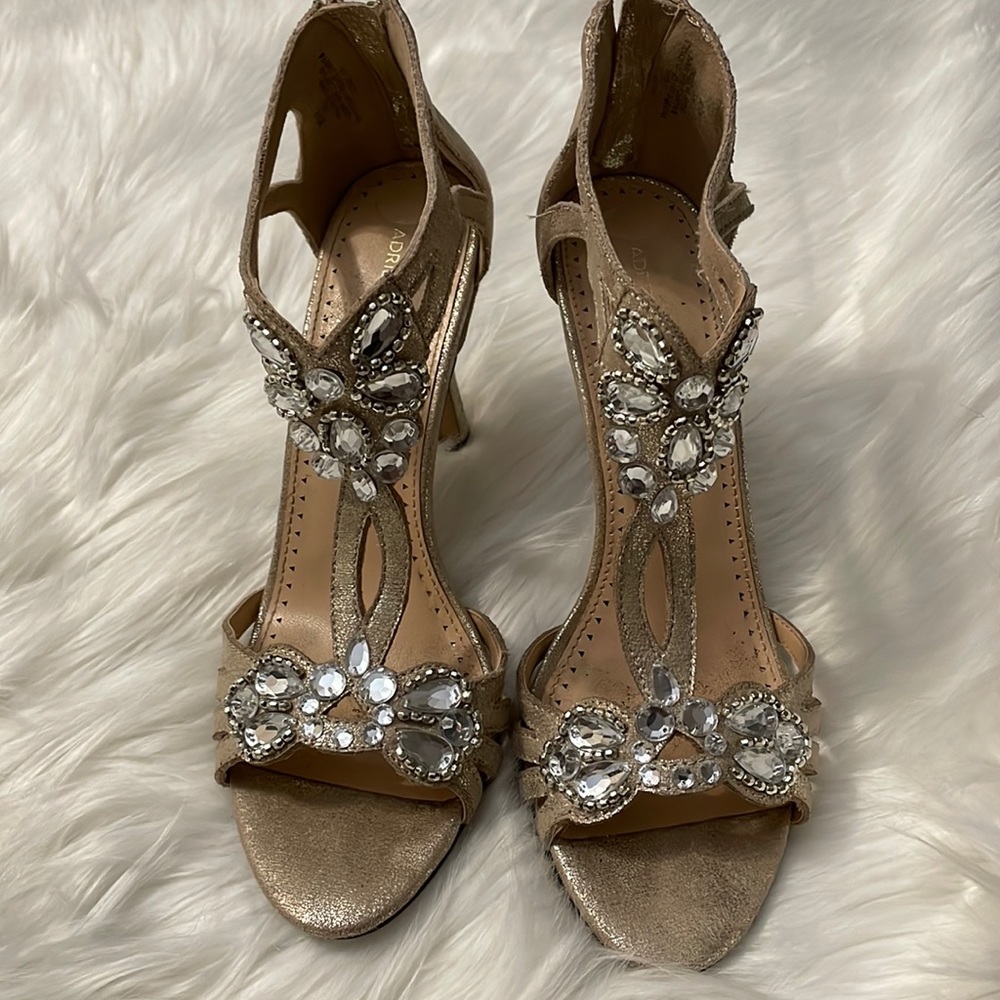 Pumps with Rhinestones Ankle Strap Peep Toe Elegant Ladies Heels.